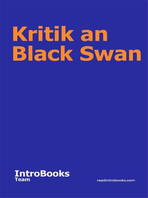 cover image of Kritik an Black Swan